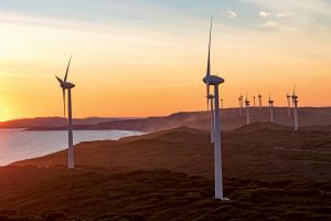 Sunset at Albany Wind Farm, near the town of the same name in Western Australia.