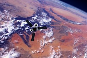 GPS or Weather Satellite orbiting Earth