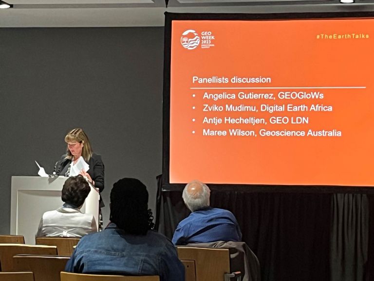 Maree Wilson presenting at GEO Week