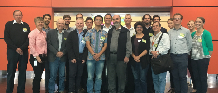 A photo of a group of scientists meeting to develop tsunami modelling guidelines