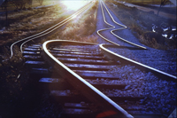 Twisted railway tracks following an earthquake