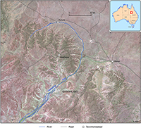 A circular drainage pattern on a Landsat satellite image suggests indications of a possible asteroid impact crater