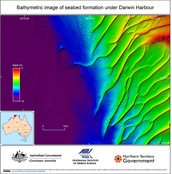 Bathymetric image of seabed formation under Darwin Harbour