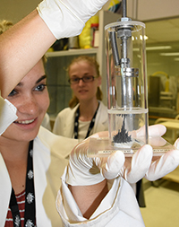 Students learn magnetic mineral separation techniques
