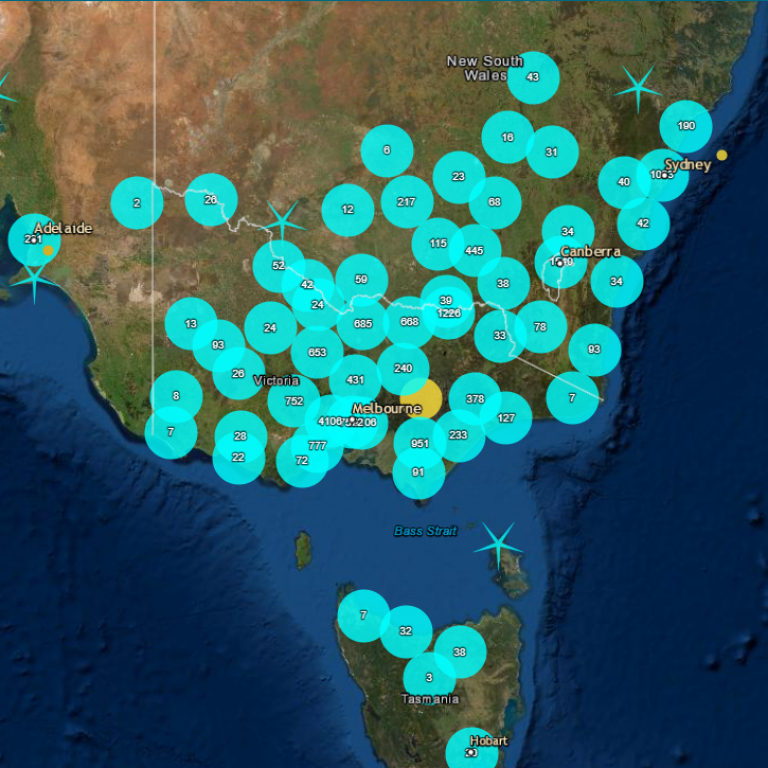 Screenshot from Earthquakes application