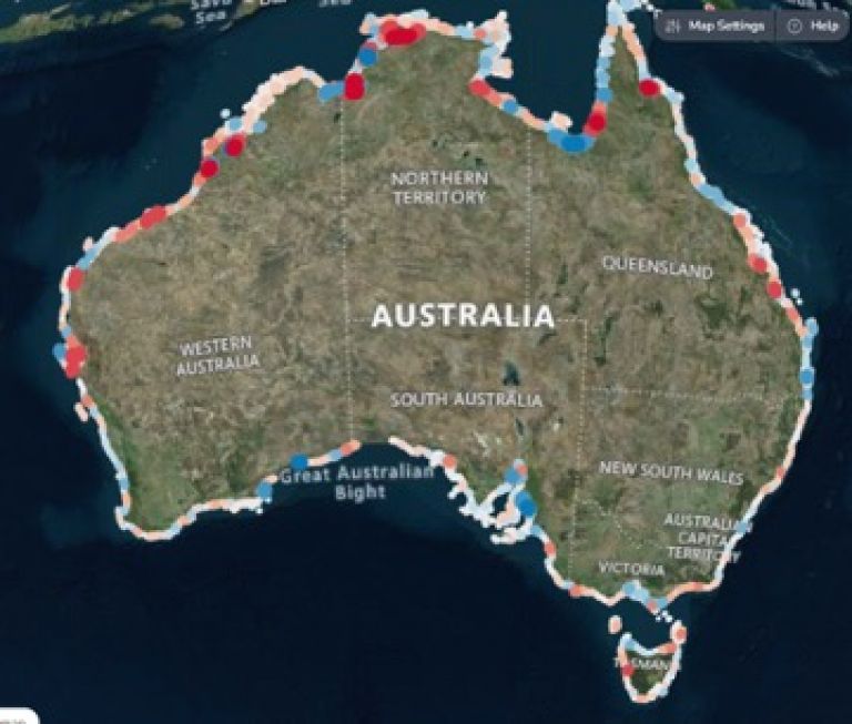 Satellite map of Australia