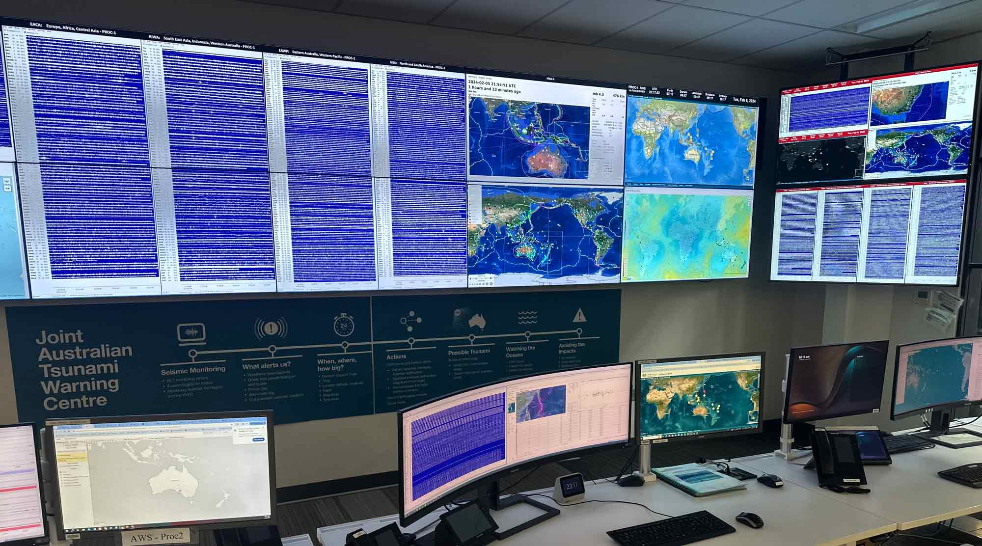 National Earthquake Alerts Centre room at Geoscience Australia