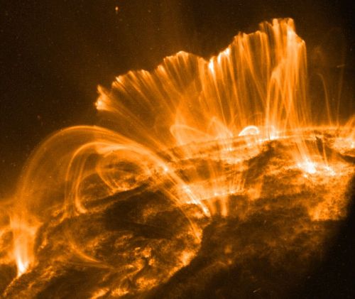 A solar storm photo by NASA.
