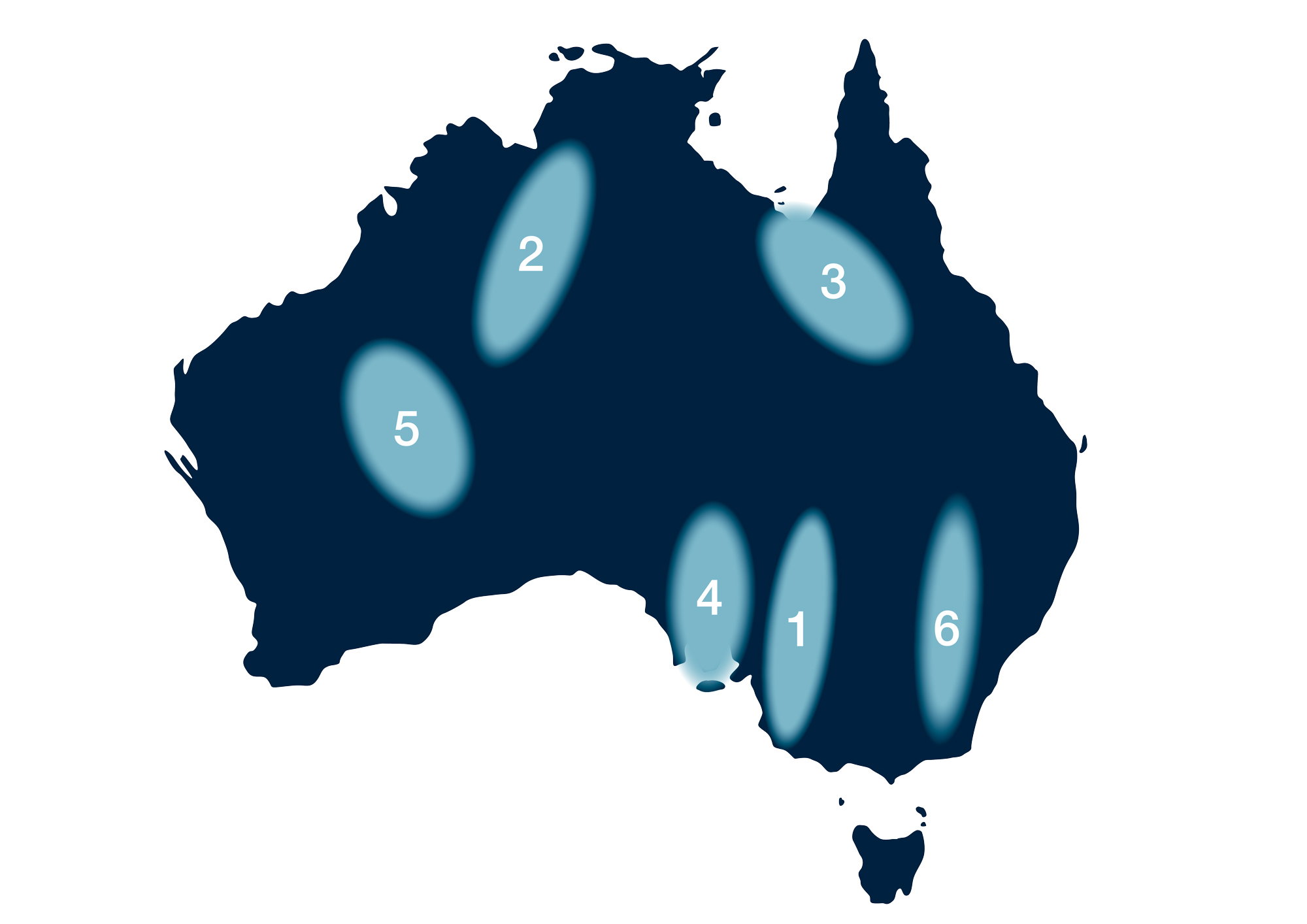 A map showing the first 2 deep dive regions selected for detailed assessments