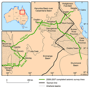Fig 1. The positions of the 2007 Isa-Georgetown-Charters Towers survey.