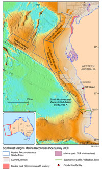 Fig 2.   Marine reconnaissance locations, offshore Western Australia. 
