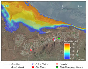 Figure 1. Maximum inundation map at Highest Astronomical Tide. Image courtesy of Landgate.