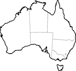 Outline map of Australia with state borders