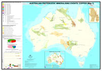 Thumbnail image for Proterozoic Copper Mineralising event on Australian Copper Resources base map, 1:5 000 000 (Map 1) December 2007
