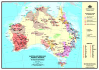 Thumbnail image for Australian Mines and Mineral Deposit Map, 1:10 000 000, December 2004