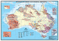 Thumbnail image for Australian Mines and Mineral Deposit Map, 1:5 000 000, June 2005