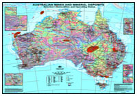 Thumbnail image for Australian Mines and Mineral Deposit Map on magnetic anomaly base, 1:5 000 000, July 2007