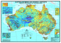 Thumbnail image for Australian Mines and Mineral Deposit Map on gravity base, 1:5 000 000, July 2007