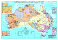 Thumbnail image for Australian Mines and Mineral Deposit Map on geo-regions base, 1:5 000 000, July 2007