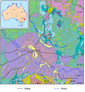 Figure 3. Part of the Central West Catchment Hydrogeological-Landscape (HGL) map. The colours represent areas with similar recharge,transmission, storage and discharge characteristics.  