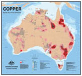 Thumbnail image for Australian Copper Deposits Map, (including infrastructure), February 2005