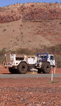 Fig 4. Seismic trucks during the Capricorn seismic survey in WA.