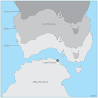 Fig 4. The separation of Australia from Antarctica, which began about 85 to 80 million years ago, was the last major geological event in the breakup of the supercontinent of Gondwana.
