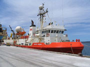 MV Pacific Sword, the seismic acquisition vessel contracted from Veritas by Geoscience Australia for the Southwest Frontiers survey
