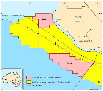 2005 offshore release areas in South Australia