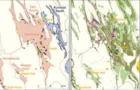 Fig 1. Metallogenic nickel sulphide provinces in the Kambalda region.