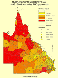 QLD natural disaster relief arrangements by local govt area.