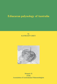 Fig 3. Front cover of 'Ediacaran Palynology of Australia' (Grey 2005).