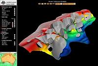 Screen capture of the Bremer sub-Basin 3D Model showing surface and fault interpretations