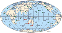 Fig 1. The 60-station IMS infrasound network, with the Australian-operated stations shown in red.