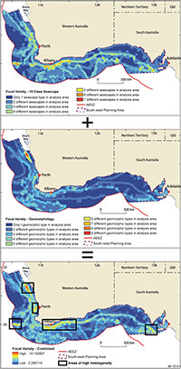 Fig 4. The selection of marine protected areas aided by using focal variety analysis of the seascapes.