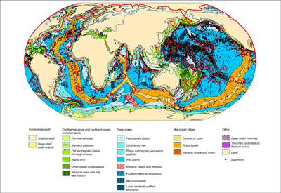 Fig 1.	Map of seafloor geomorphic features.