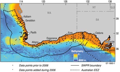 Fig 1. Dominant sediment characteristics for geomorphic features in the SW marine region.
